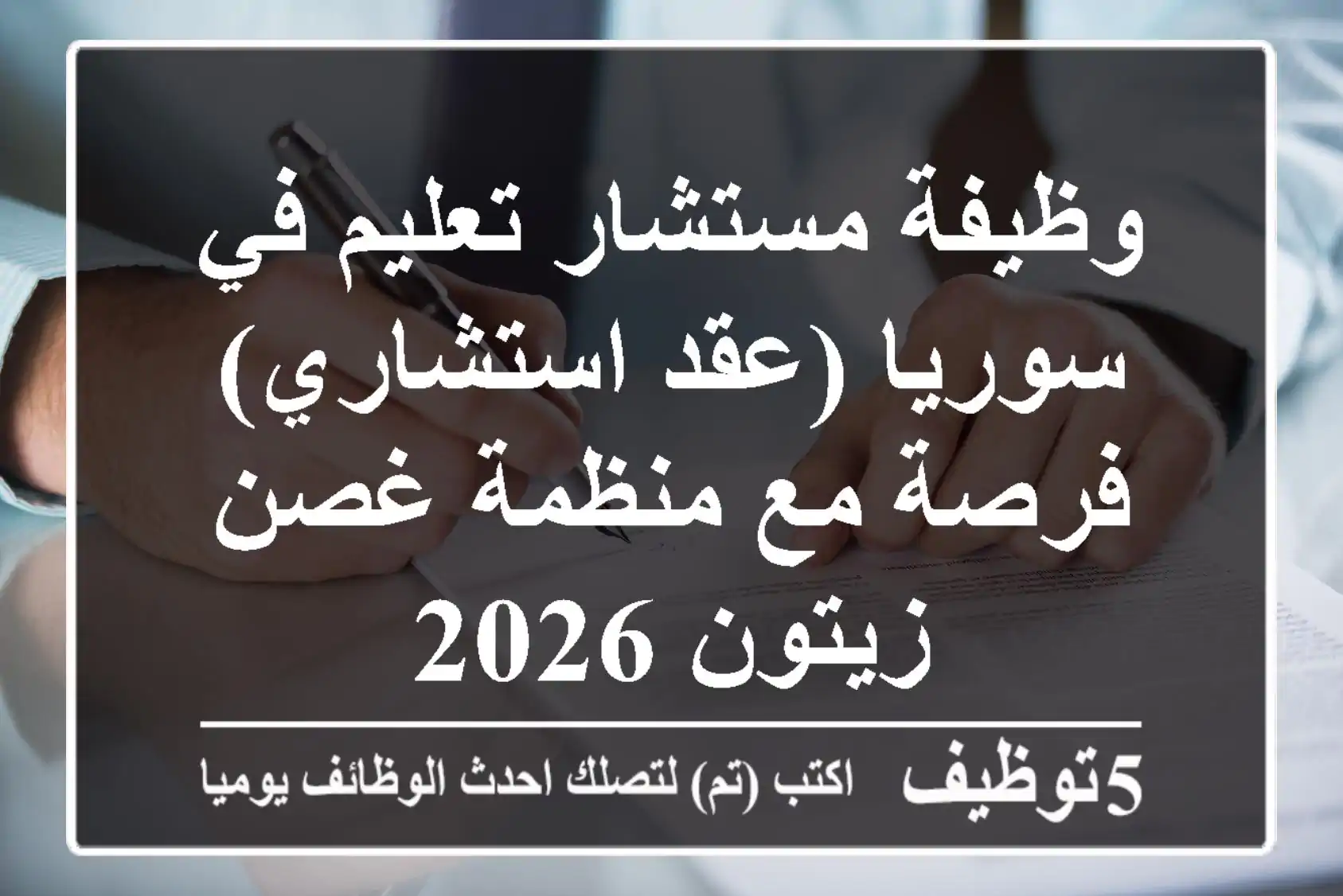 وظيفة مستشار تعليم في سوريا (عقد استشاري) - فرصة مع منظمة غصن زيتون 2026